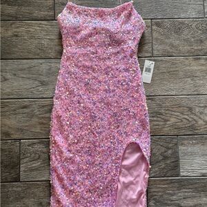Pink Sequin Strapless Dress